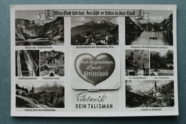 AK Berchtesgaden / 1950-1969 / Mehrbildkarte / echtes Edelweiss / Kehlstein Haus / Obersee mit Teufelshörnern / Wimbachklamm